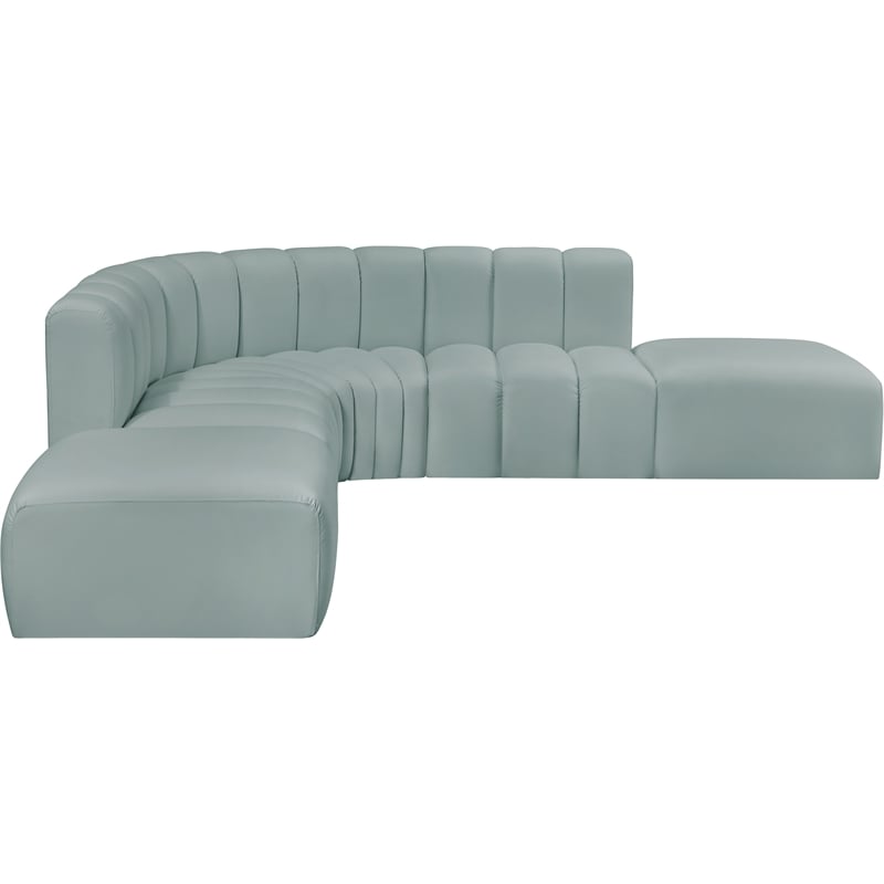 Meridian Furniture Arc Mint Green Vegan Leather Modular Sectional