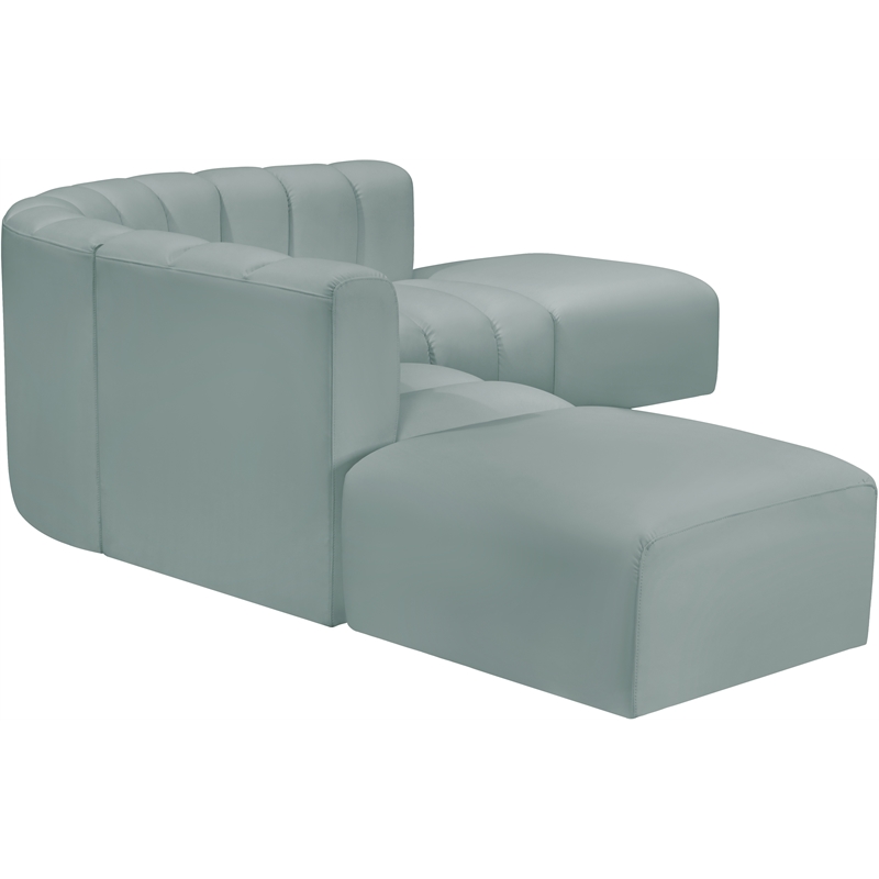 Meridian Furniture Arc Mint Green Vegan Leather Modular Sectional