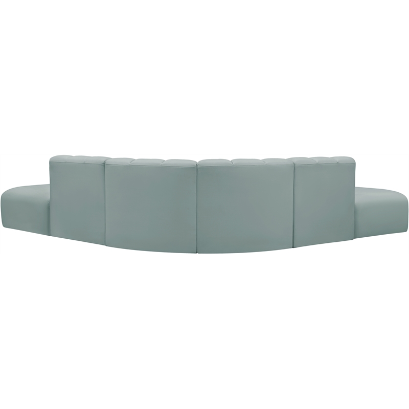 Meridian Furniture Arc Mint Green Vegan Leather Modular Sectional