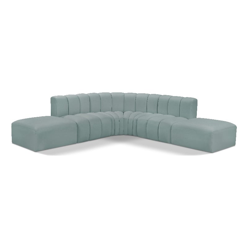 Meridian Furniture Arc Mint Green Vegan Leather Modular Sectional