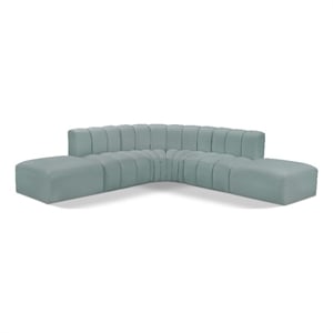 Meridian Furniture Arc Mint Green Vegan Leather Modular Sectional