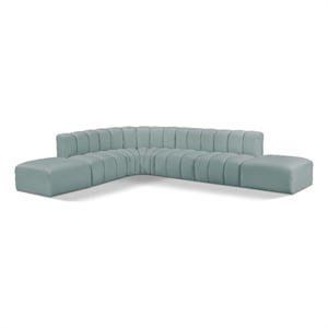 Meridian Furniture Arc Mint Green Vegan Leather Modular Sectional