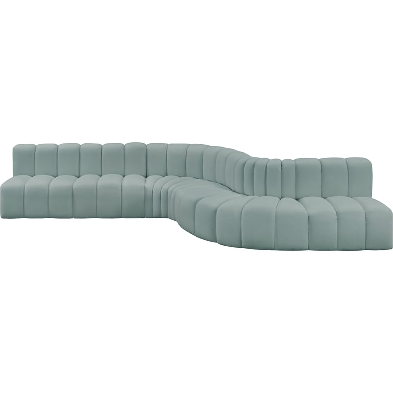 Meridian Furniture Arc Mint Green Vegan Leather Modular Sectional