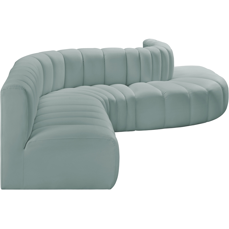 Meridian Furniture Arc Mint Green Vegan Leather Modular Sectional