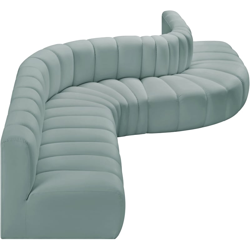 Meridian Furniture Arc Mint Green Vegan Leather Modular Sectional