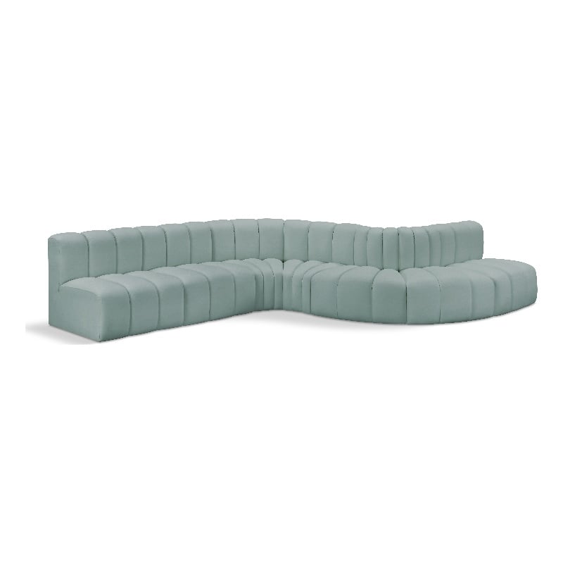 Meridian Furniture Arc Mint Green Vegan Leather Modular Sectional