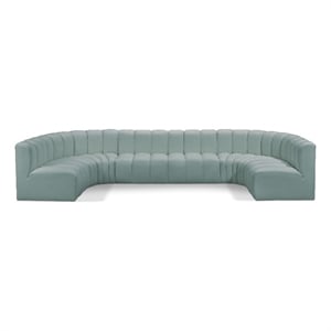 Meridian Furniture Arc Mint Green Vegan Leather Modular Sectional