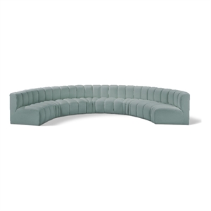 Meridian Furniture Arc Mint Green Vegan Leather Modular Sectional