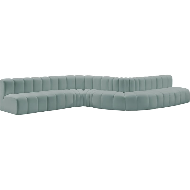 Meridian Furniture Arc Mint Green Vegan Leather Modular Sectional