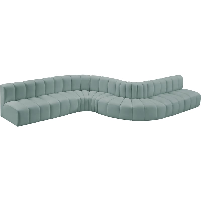 Meridian Furniture Arc Mint Green Vegan Leather Modular Sectional