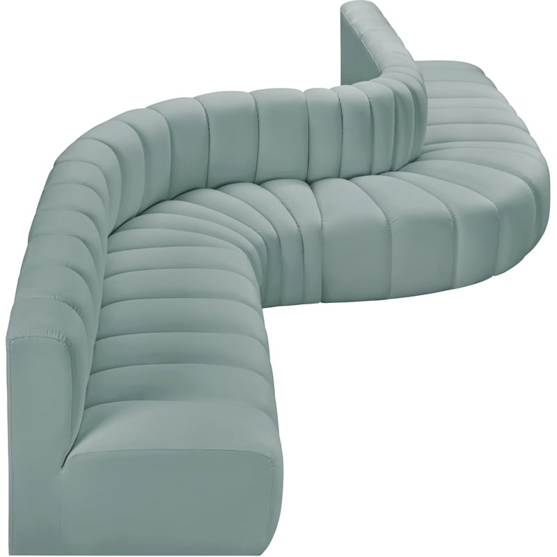 Meridian Furniture Arc Mint Green Vegan Leather Modular Sectional