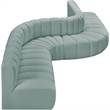 Meridian Furniture Arc Mint Green Vegan Leather Modular Sectional