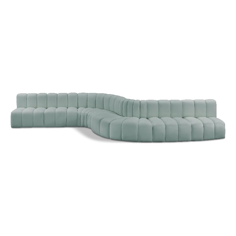 Meridian Furniture Arc Mint Green Vegan Leather Modular Sectional