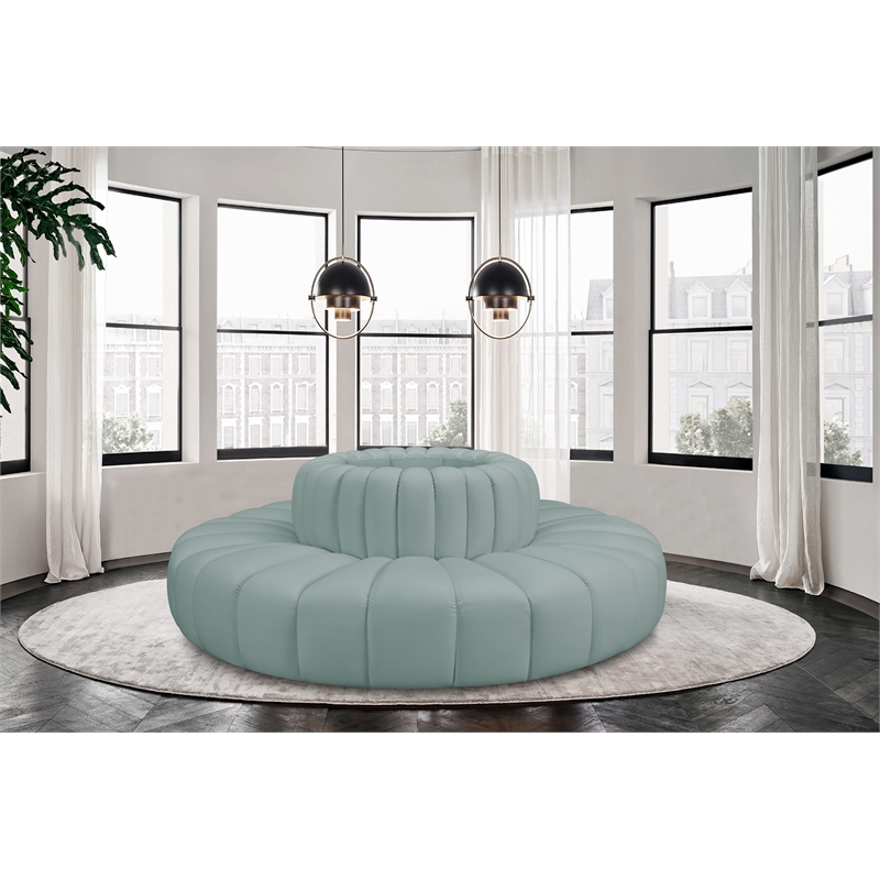 Meridian Furniture Arc Mint Green Vegan Leather Modular Sectional
