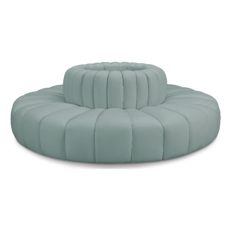 Meridian Furniture Arc Mint Green Vegan Leather Modular Sectional