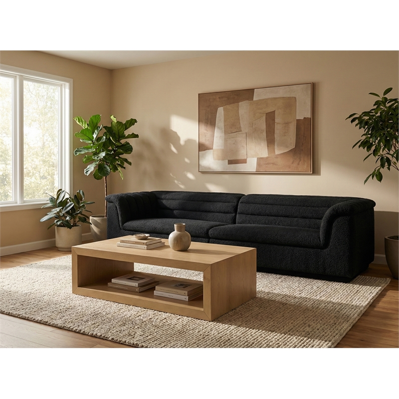 Meridian Furniture Cascade Black Boucle Fabric Modular Sofa