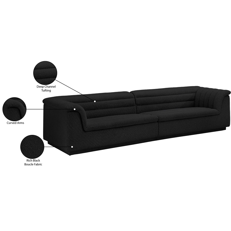 Meridian Furniture Cascade Black Boucle Fabric Modular Sofa