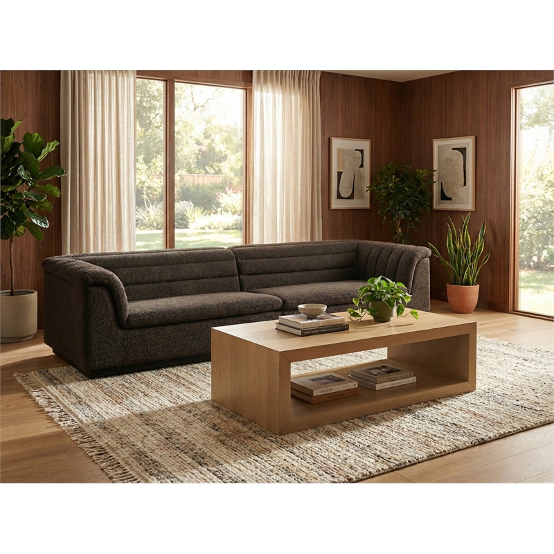 Meridian Furniture Cascade Brown Boucle Fabric Modular Sofa