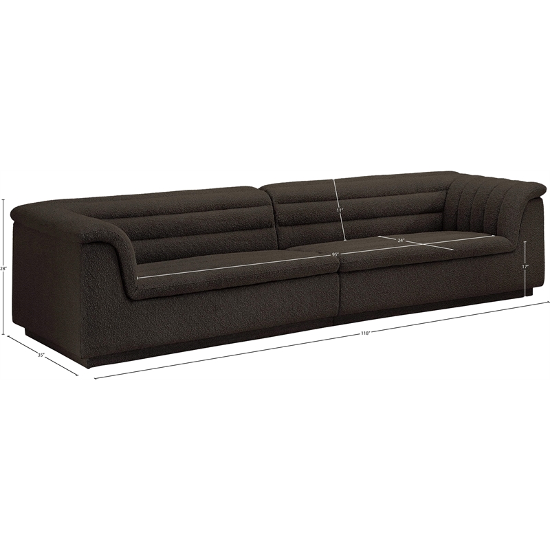 Meridian Furniture Cascade Brown Boucle Fabric Modular Sofa