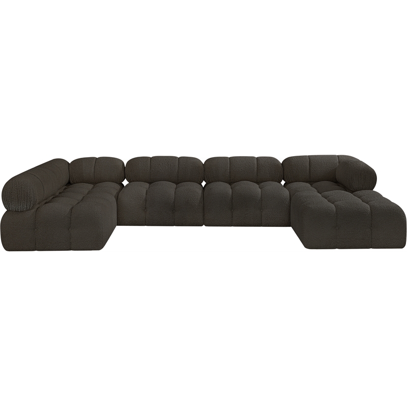 Meridian Furniture Ames Brown Boucle Fabric Modular Sectional