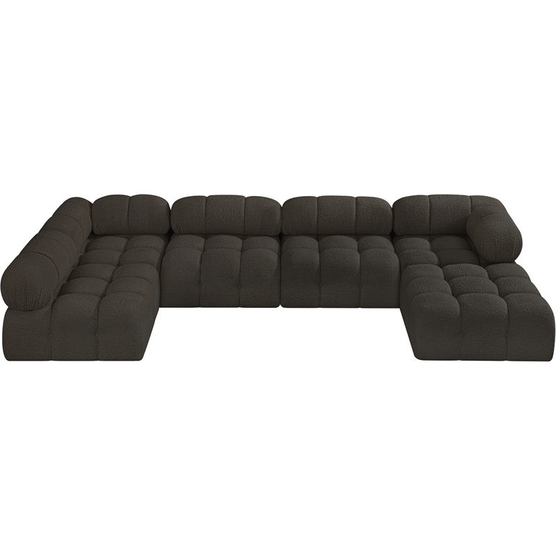 Meridian Furniture Ames Brown Boucle Fabric Modular Sectional