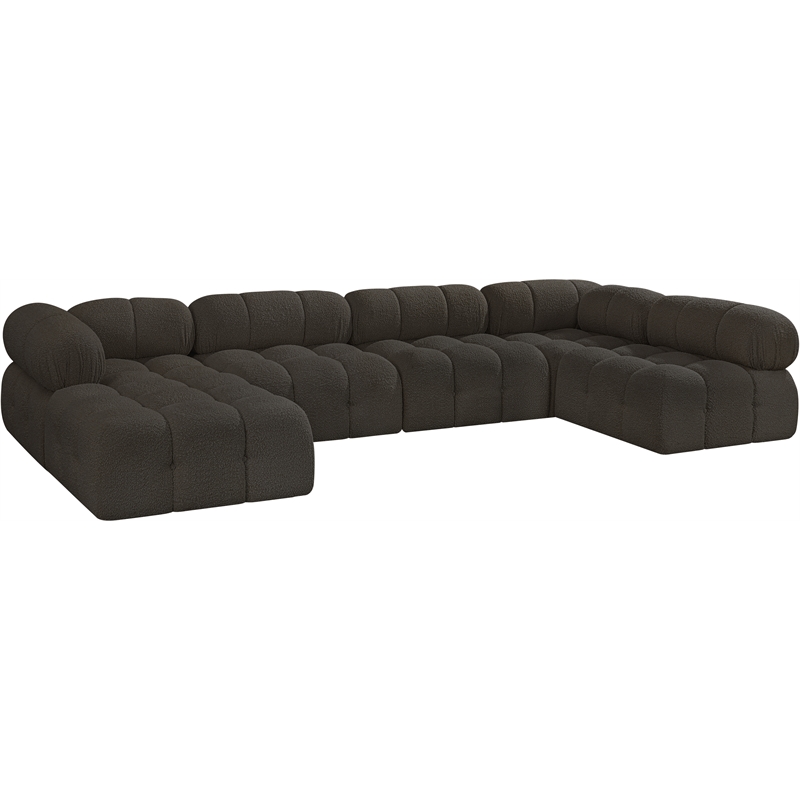 Meridian Furniture Ames Brown Boucle Fabric Modular Sectional