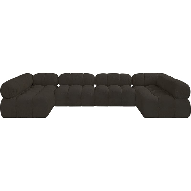 Meridian Furniture Ames Brown Boucle Fabric Modular Sectional