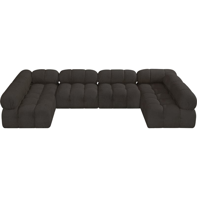 Meridian Furniture Ames Brown Boucle Fabric Modular Sectional