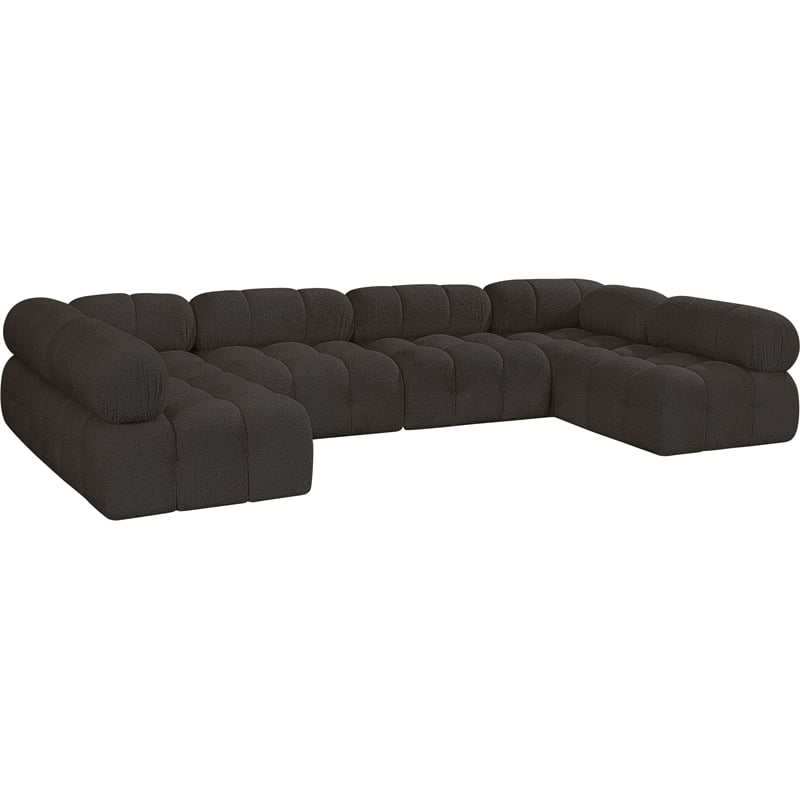 Meridian Furniture Ames Brown Boucle Fabric Modular Sectional