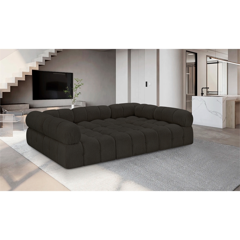 Meridian Furniture Ames Brown Boucle Fabric Modular Sectional