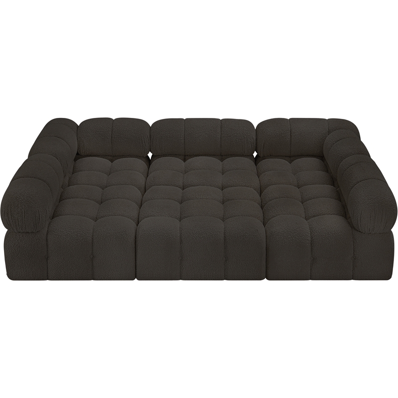 Meridian Furniture Ames Brown Boucle Fabric Modular Sectional