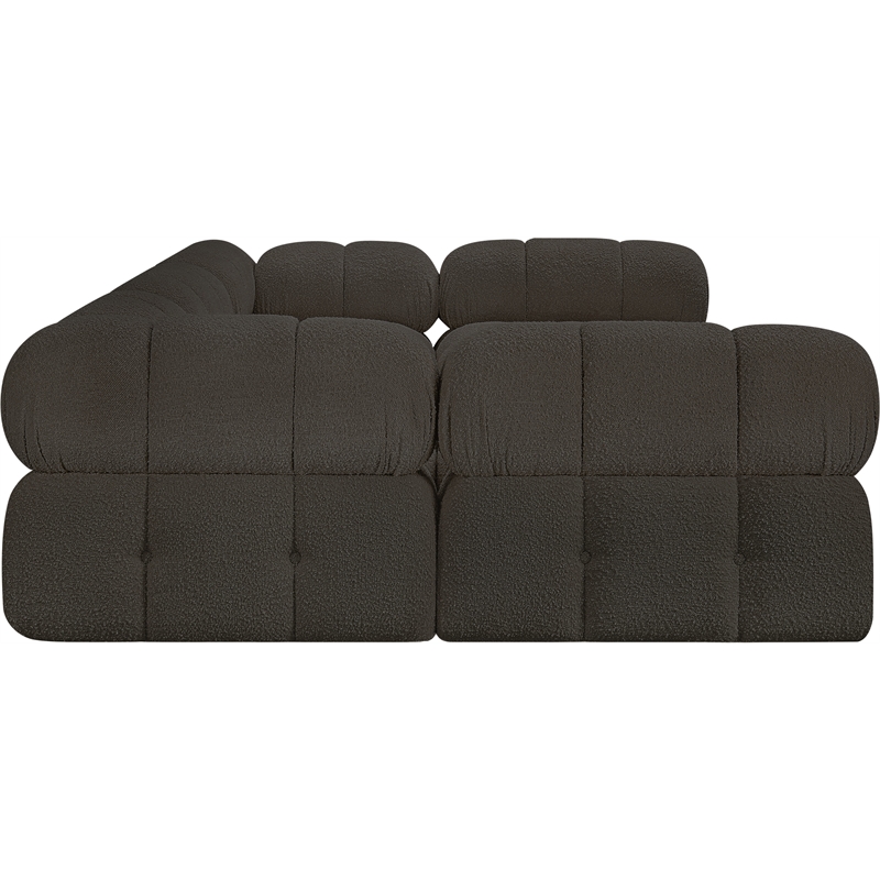 Meridian Furniture Ames Brown Boucle Fabric Modular Sectional