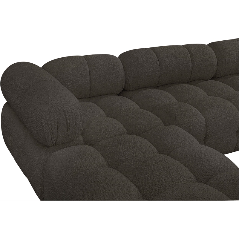 Meridian Furniture Ames Brown Boucle Fabric Modular Sectional