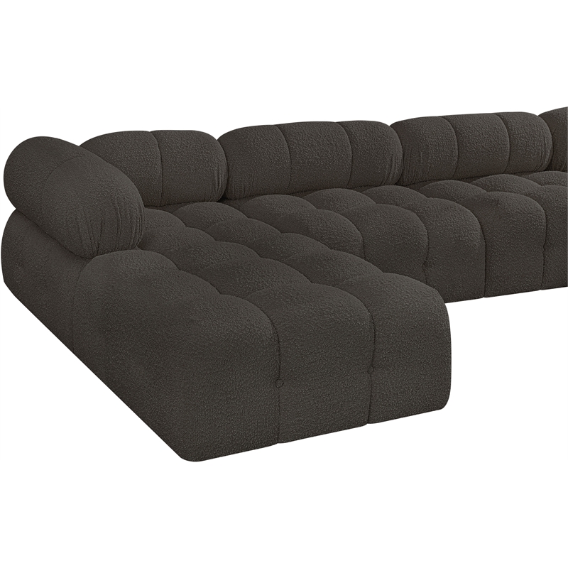 Meridian Furniture Ames Brown Boucle Fabric Modular Sectional