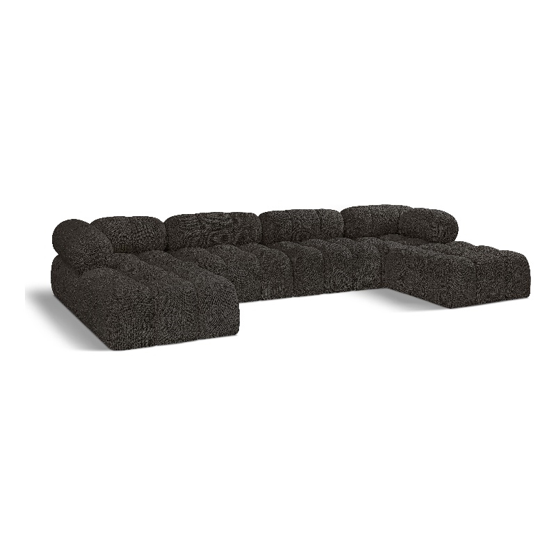 Meridian Furniture Ames Brown Boucle Fabric Modular Sectional