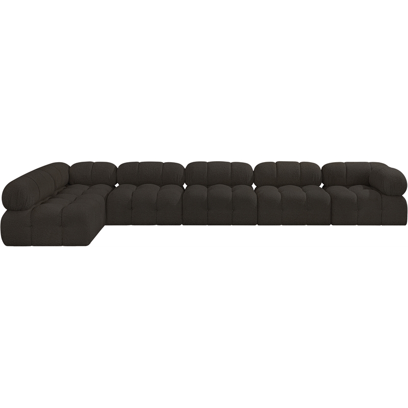Meridian Furniture Ames Brown Boucle Fabric Modular Sectional