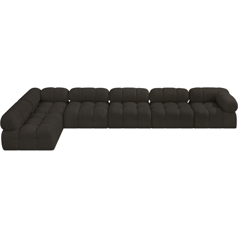 Meridian Furniture Ames Brown Boucle Fabric Modular Sectional