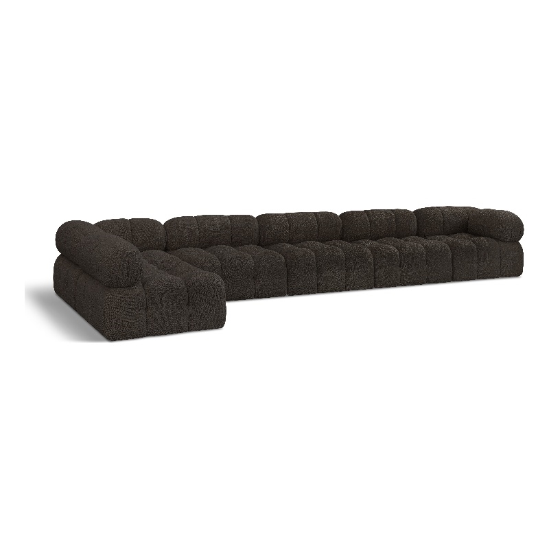 Meridian Furniture Ames Brown Boucle Fabric Modular Sectional