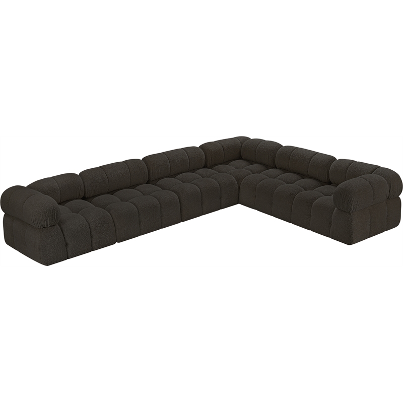 Meridian Furniture Ames Brown Boucle Fabric Modular Sectional