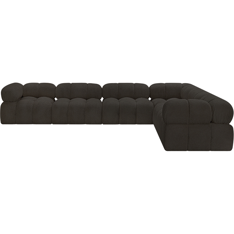 Meridian Furniture Ames Brown Boucle Fabric Modular Sectional
