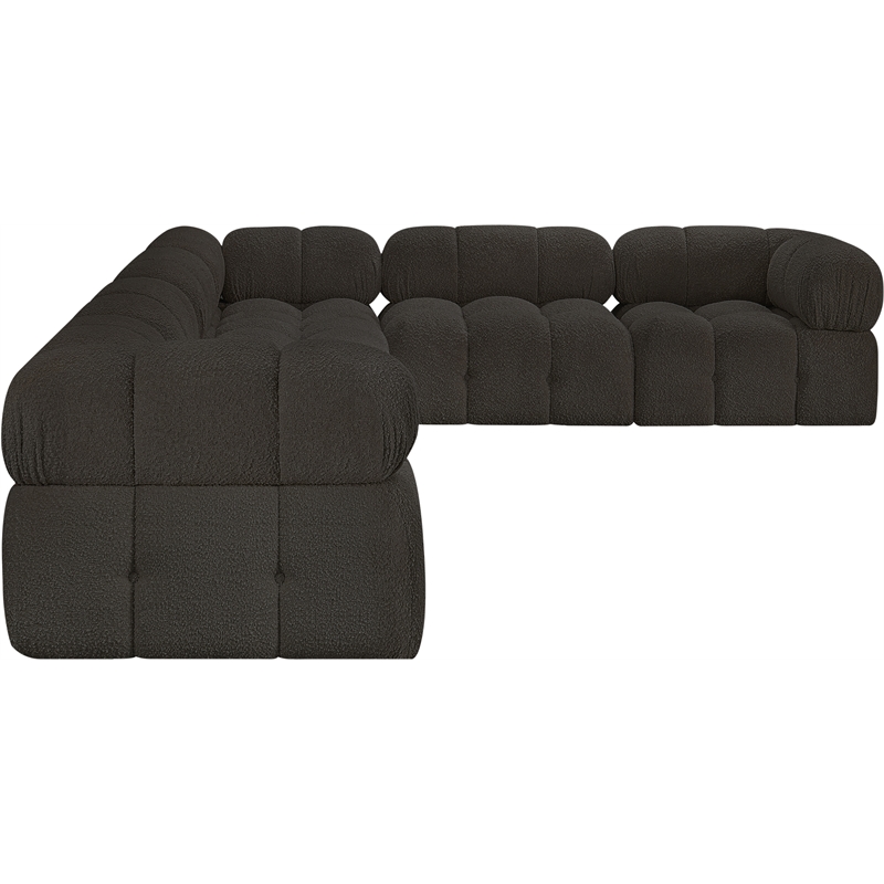 Meridian Furniture Ames Brown Boucle Fabric Modular Sectional