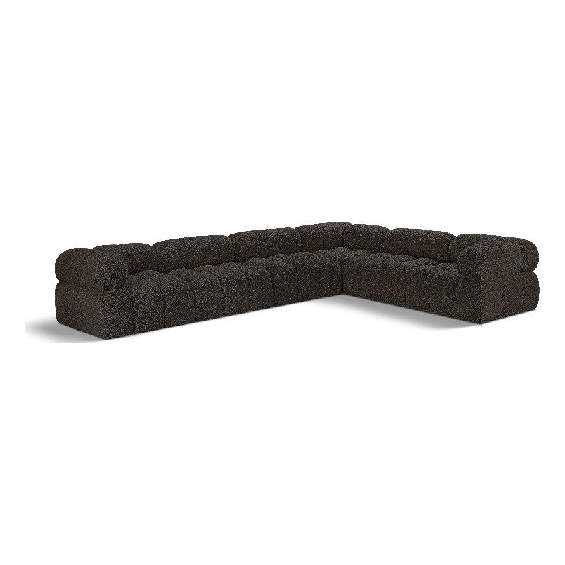 Meridian Furniture Ames Brown Boucle Fabric Modular Sectional