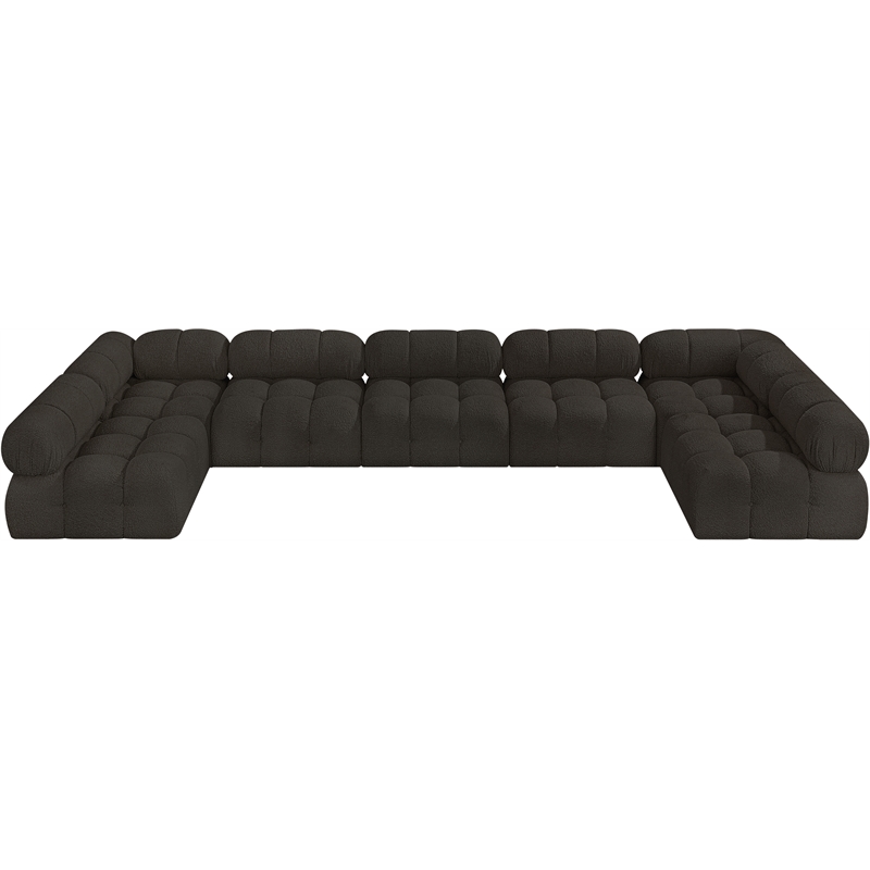 Meridian Furniture Ames Brown Boucle Fabric Modular Sectional