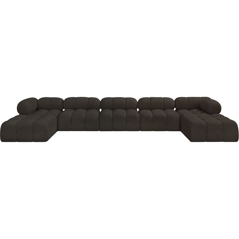 Meridian Furniture Ames Brown Boucle Fabric Modular Sectional