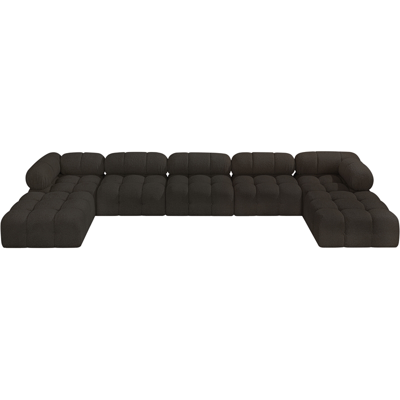 Meridian Furniture Ames Brown Boucle Fabric Modular Sectional