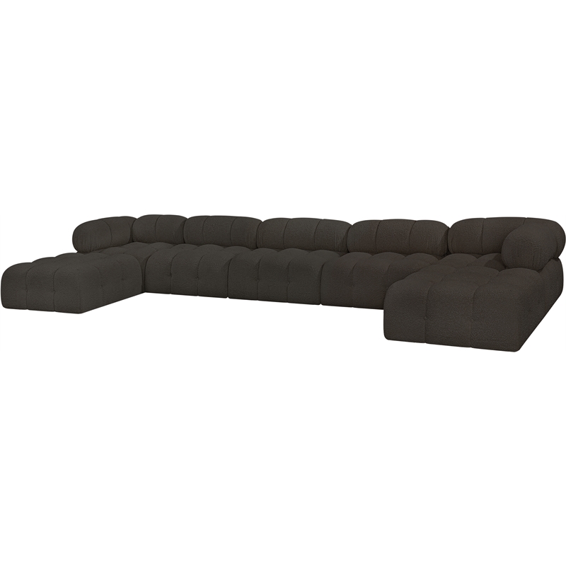 Meridian Furniture Ames Brown Boucle Fabric Modular Sectional
