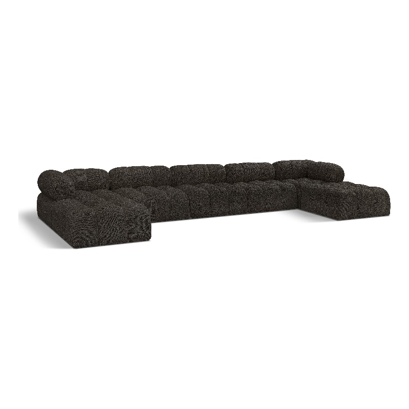 Meridian Furniture Ames Brown Boucle Fabric Modular Sectional