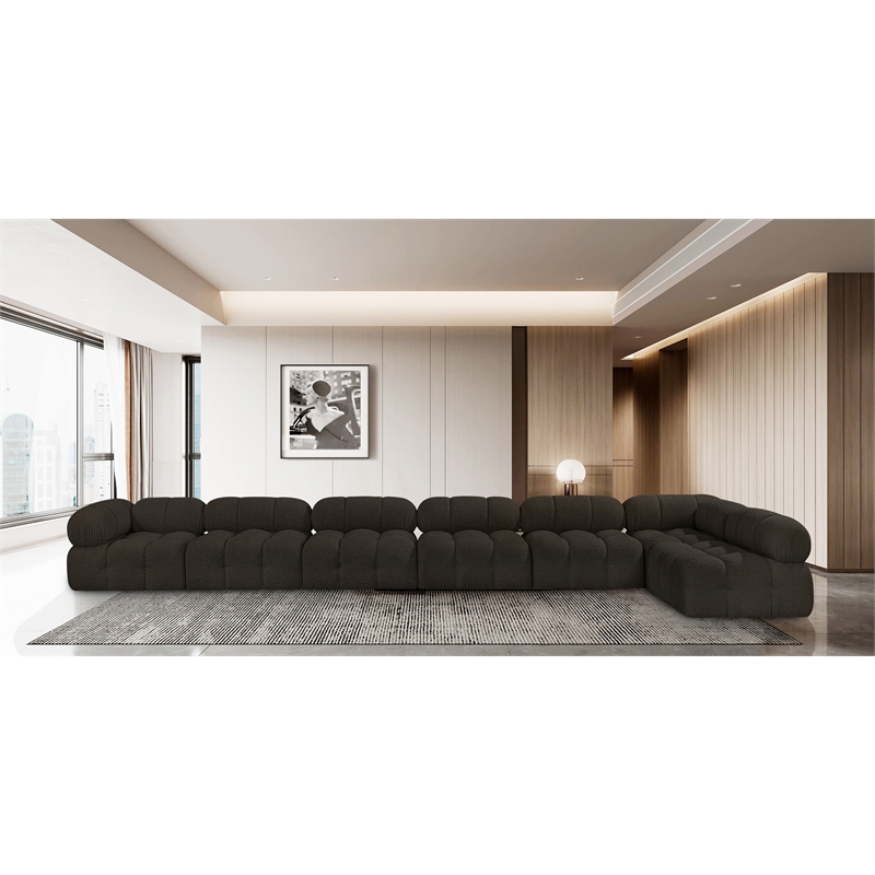 Meridian Furniture Ames Brown Boucle Fabric Modular Sectional