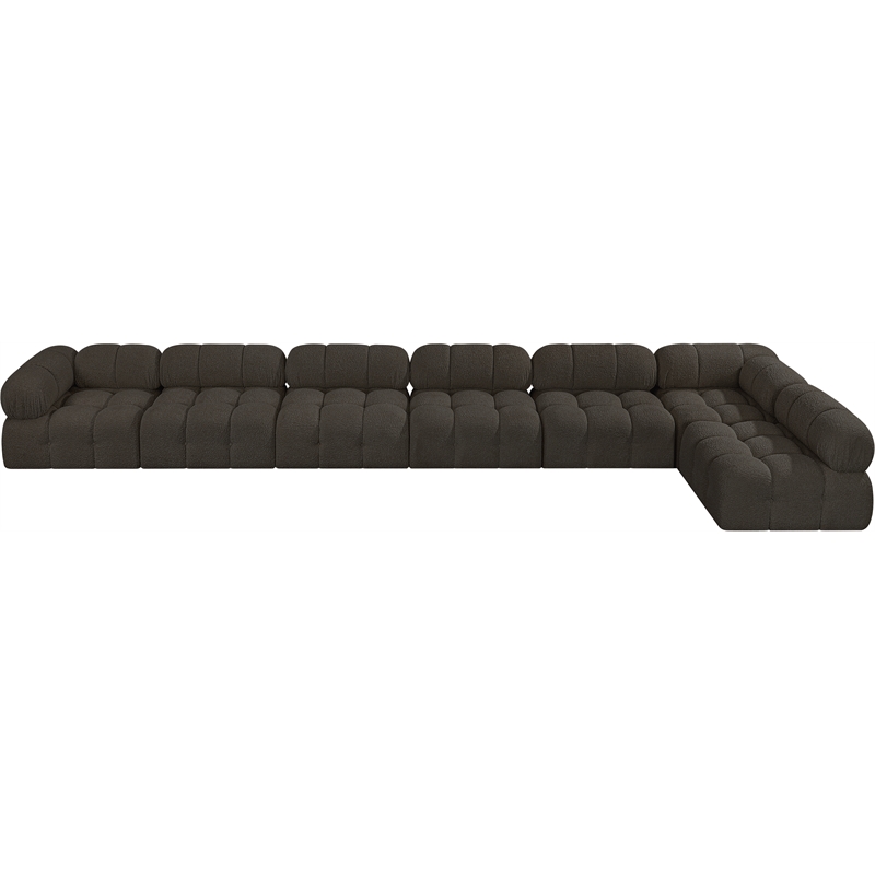 Meridian Furniture Ames Brown Boucle Fabric Modular Sectional