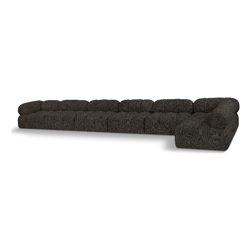 Meridian Furniture Ames Brown Boucle Fabric Modular Sectional